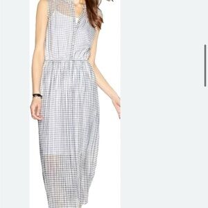 Maison Jules Gray and White Sleeveless V-neck Maxi Sundress